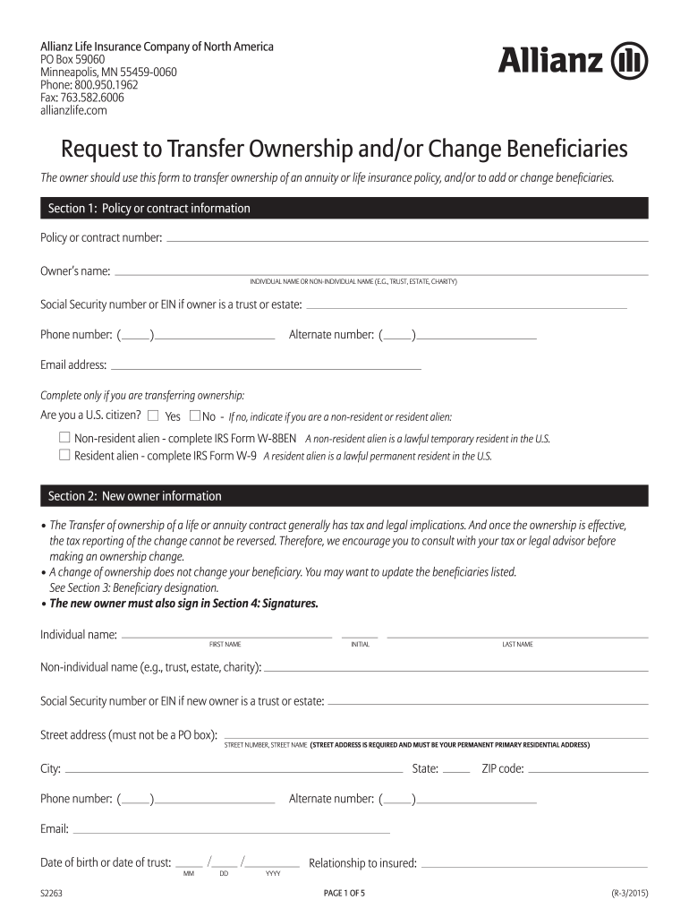 2015 2022 Form Allianz S2263 Fill Online Printable Fillable Blank