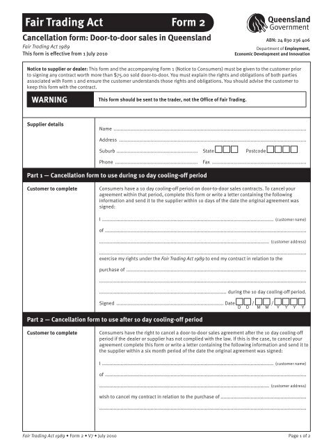 Fair Trading Act Form 2 Office Of Fair Trading
