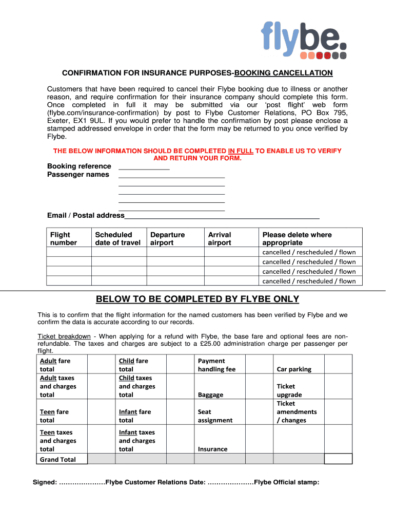 Flybe Form Fill Out Sign Online DocHub