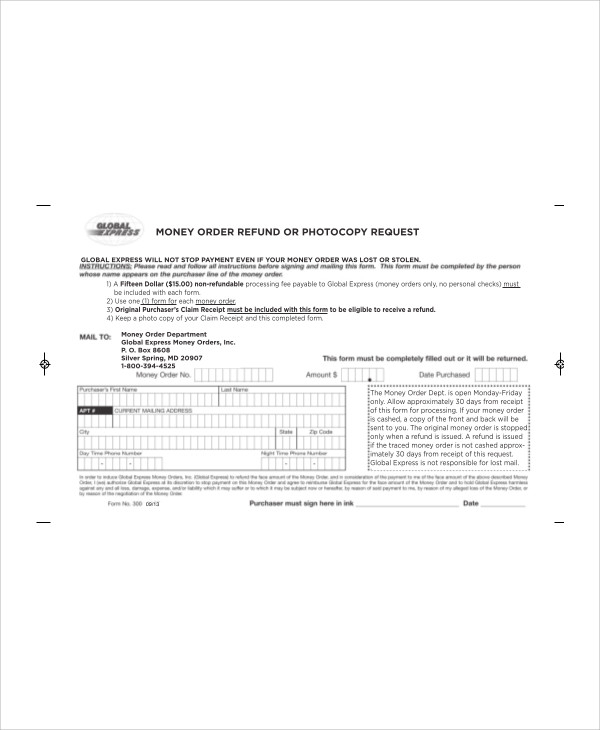 FREE 11 Sample Money Order Forms In MS Word PDF