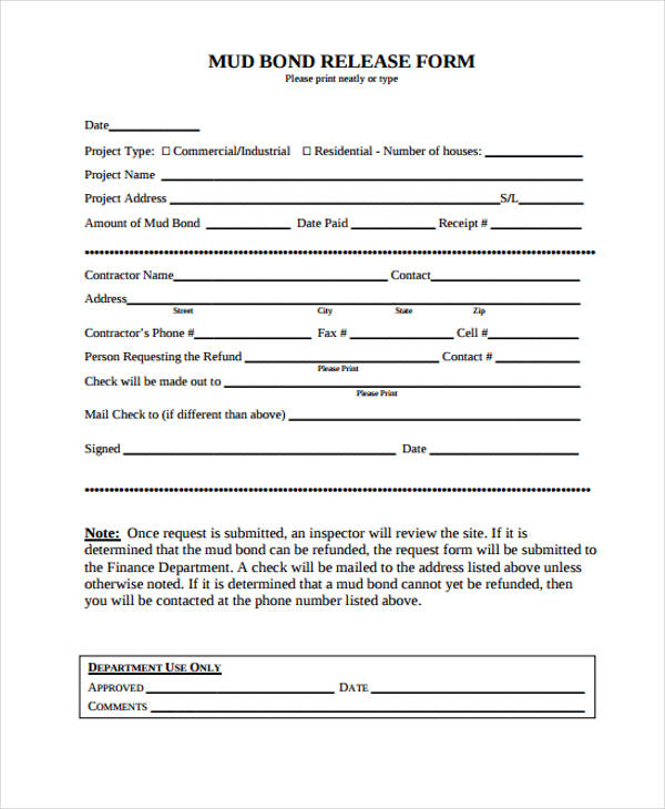 FREE 9 Bond Release Forms In PDF MS Word