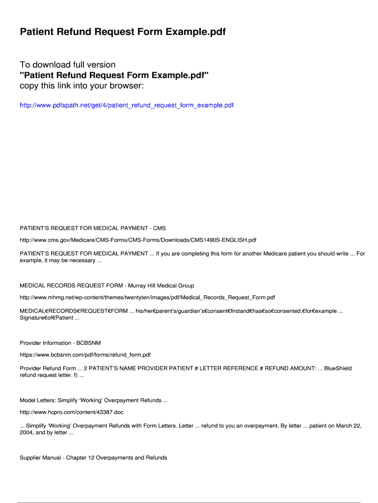 Patient Refund Release Form Su Hesbani