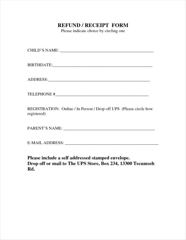 Receipt Of Refund Letter Template Simple Printable Receipt Templates