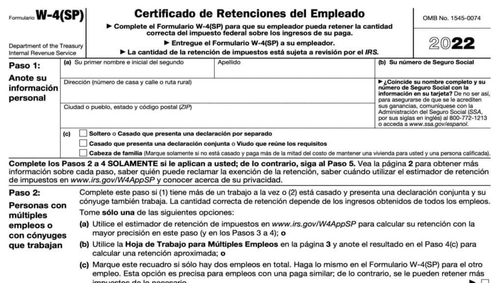 W4 Spanish Instructions 2022 2023 W 4 Forms Zrivo